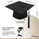 CLERKMANS Classic Masters Graduation Cap And Gown With Tassel Package (Black), Size 45