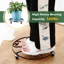 3-Pack 13" Metal Rolling Plant Stand With Wheels for Indoor Outdoor, Heavy Duty Caddy, Iron Dolly With Metal Casters, Heart Style Roller With Clear Saucers, Brown