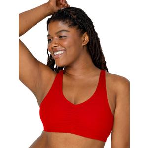 Fruit of the Loom Women's Adjustable Shirred Front Racerback Sports Bra, Multi Pack Options (32, Red Hot/Black/Heather Grey)