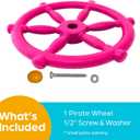Jungle Gym Kingdom Swing Set Accessories - Pirate Ship Steering Wheel for Kids Outdoor Playhouse, Treehouse & Backyard Playset - Playground Equipment (Pink)
