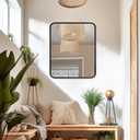 ANDY STAR 28x36 INCH Black Bathroom Mirror, Black Bathroom Vanity Mirrors for Wall, Rounded Rectangle Mirror for Bathroom, Tube Metal Frame, 1 Deep Wall Mounted Vertical/Horizontal