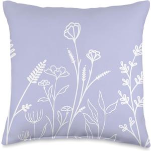 Summer Wildflowers Pattern Pastel Design Floral Periwinkle Throw Pillow (16x16)