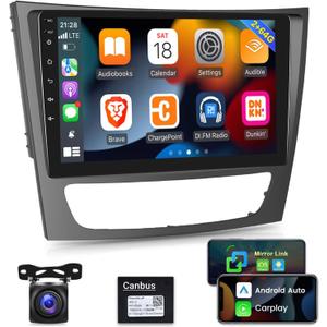 Car Radio for Mercedes Benz E Class W211 E200 CLS W219 2002-2009, [2G+64G] 9 inch Android 13 Touch Screen Car Stereo, Carplay/Android Auto/Bluetooth/WiFi +AHD Backup Camera+MIC