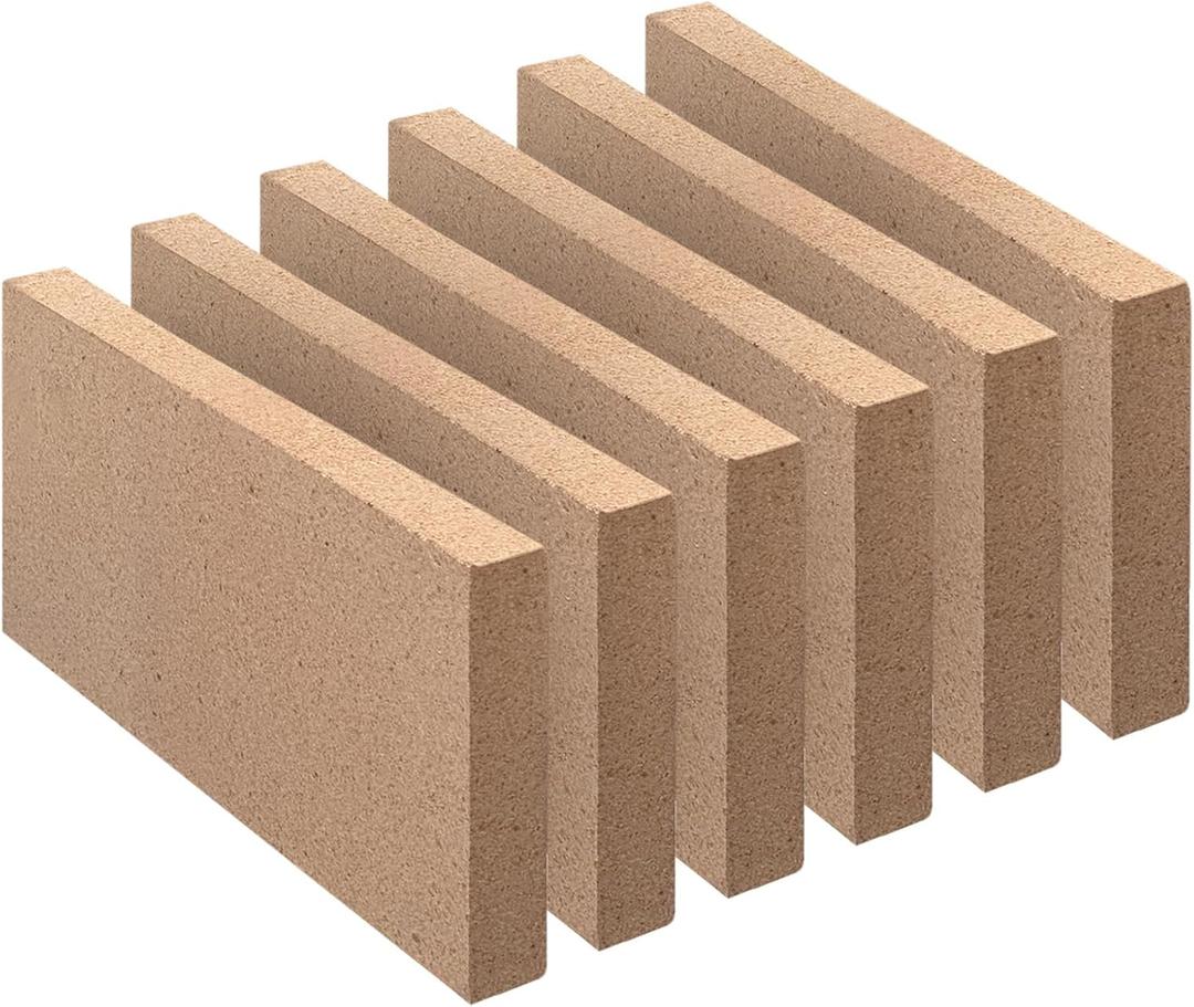 Firebricks, Food Grade Clay fire Bricks, 3000F Size 9 x 4-1/2 x 3/4, Insulating 0.75" Thick Clay Firebricks Replacement for Wood Stoves, Fireplaces, Fire Pit, Kiln, Pizza Oven, 6 Pack