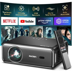 EAZZE D1 Pro - Proyector inteligente con WiFi y Bluetooth, oficial de Netflix, altavoces de 20 W, Dolby Audio y dbx-tv Total Sonics, enfoque automtico y Keystone, proyector de pelcula (Gris)