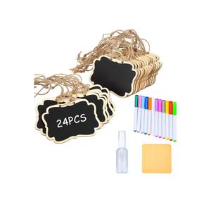 Reusable Mini Wood Chalkboards with Hanging String Erasable, Double-Sided Blackboard for Message Board Signs, Weddings Place Cards, Birthday Parties, Table Numbers, Plants