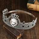 King Crown and Birthday Sash, King Crown for Men,Gold Men's Tiara Prince Diadem,Royal Medieval Cosplay Birthday Prom Halloween Hair Accessories
