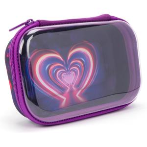 ZIPIT Clear Top Pencil Case for Kids, Durable Pencil Box for School, Large Capacity Stationery Organizer Box, Heart