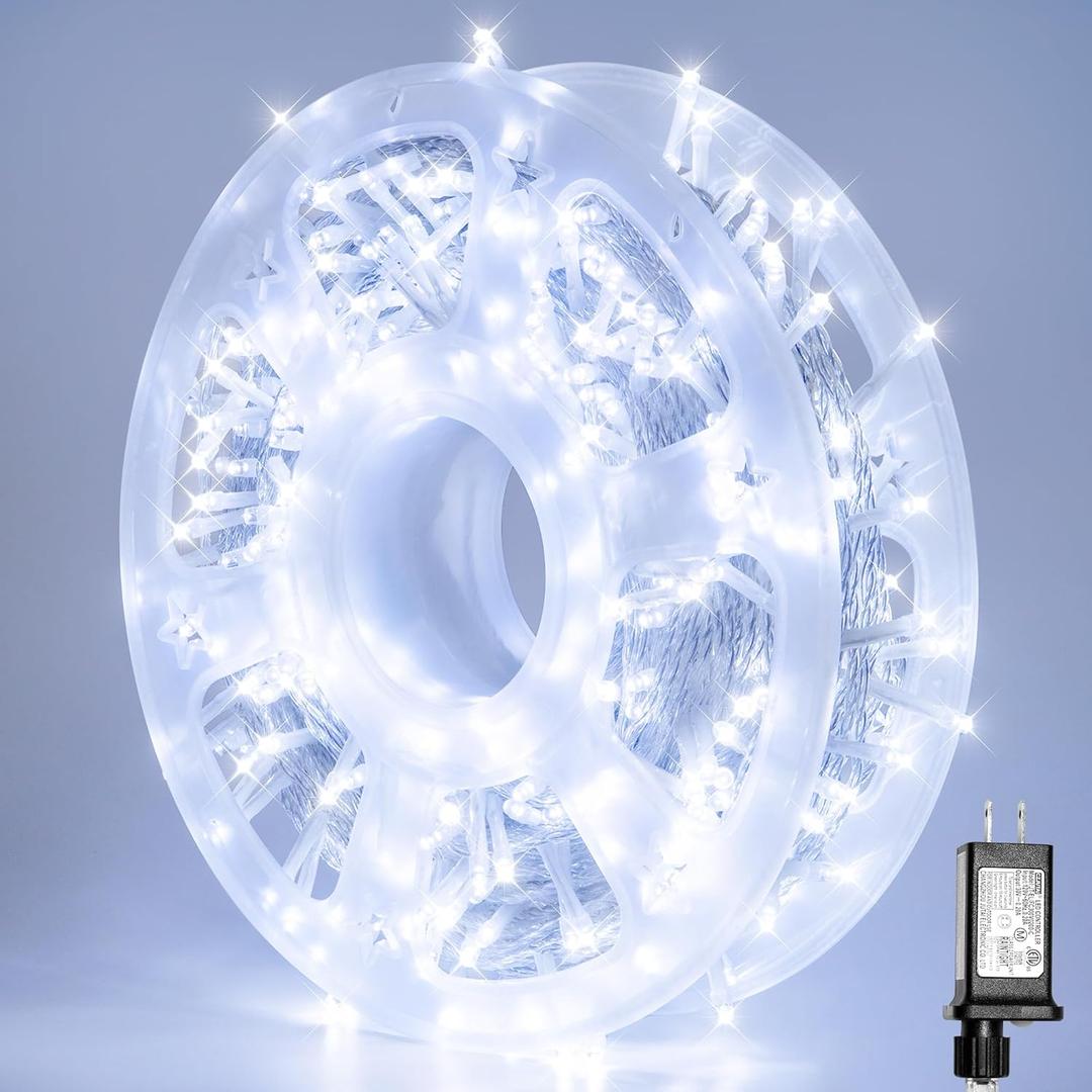 LED String Lights, 165FT 500LED 30V Plug in Waterproof String Lights with 8 Modes for Indoor and Outdoor Party Wedding Home Patio Lawn Garden Supplies (Cool White)
