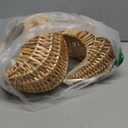 2 PCS Wicker Rattan Flower Baskets Small Half Moon Wicker Basket with Handle and Ribbons Wedding Flower Girl Straw Basket Willow Woven Storage for Wedding Party Decor(Brown) (2)
