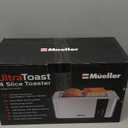 Mueller UltraToast Full Stainless Steel Toaster 4 Slice, Long Extra-Wide Slots for Bagels and Waffles, 6 Browning Levels, LED Display, Cancel/Defrost/Reheat Functions & Removable Tray, Kitchen Gadgets