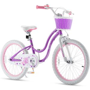 RoyalBaby Girls Bike with Training Wheels and Dual Handbrake, Stargirl Kids Bicycle 20 Inch Toddlers to Big Kids 7-13 Years, Lavender, 20 Inch with Dual Handbrake and Kickstand