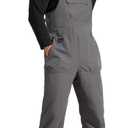 FREE SOLDIER Mens Snow Bibs Ski Pants Softshell Waterproof Insulated Warm Snow Pants Windproof Ski Bib Overalls (Large/32" Inseam, Gray)