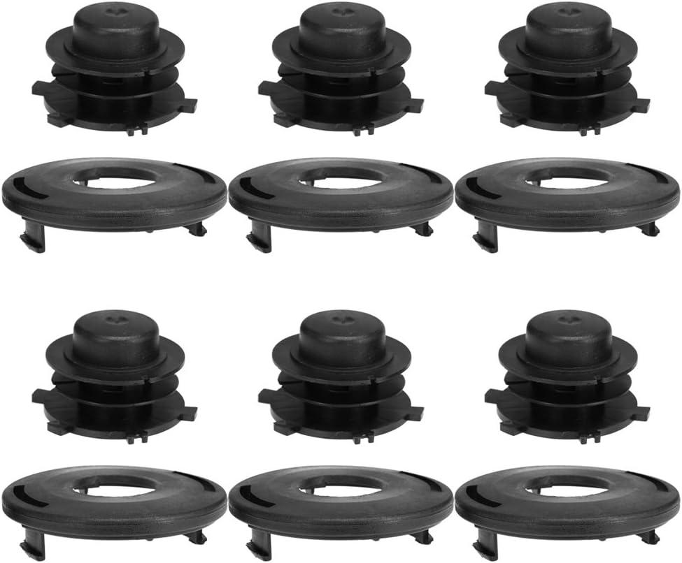6 Sets of Bump Feed Trimmer Head Spool w/Cover Spool Cap Combo Replacement for Stihl Head Cover 25-2 FS 90 100 110 120 130 55 80 83 85