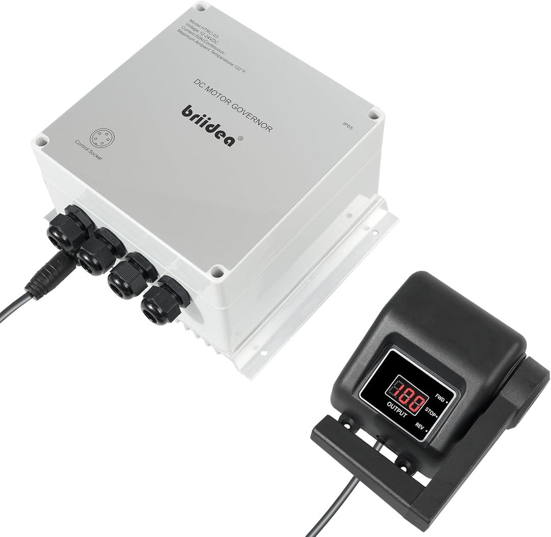 PWM Controller (2025 New), Briidea 12V/24V 50A DC Motor Speed Controller with Handle Control, 5% Precision Speed Control, Waterproof Design & Overheat Protection for Trolling Motors up to 55 lbs