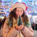 Meooeck 12 Pcs Mini Christmas Trees Bottle Brush Christmas Trees 4 Sizes 4/6/8/10 Inch Artificial Xmas Tree with Wood Base Winter Fake Pine Tree Decor for Home(Green, Pink, White)