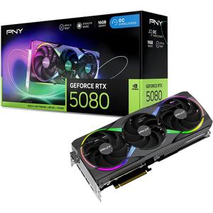 PNY NVIDIA GeForce RTX 5080 Epic-X ARGB OC Triple Fan, Graphics Card (16GB GDDR7, 256-bit, Boost Speed: 2775 MHz, PCIe 5.0, HDMI/DP 2.1, 2.99-Slot, NVIDIA Blackwell Architecture, DLSS 4)