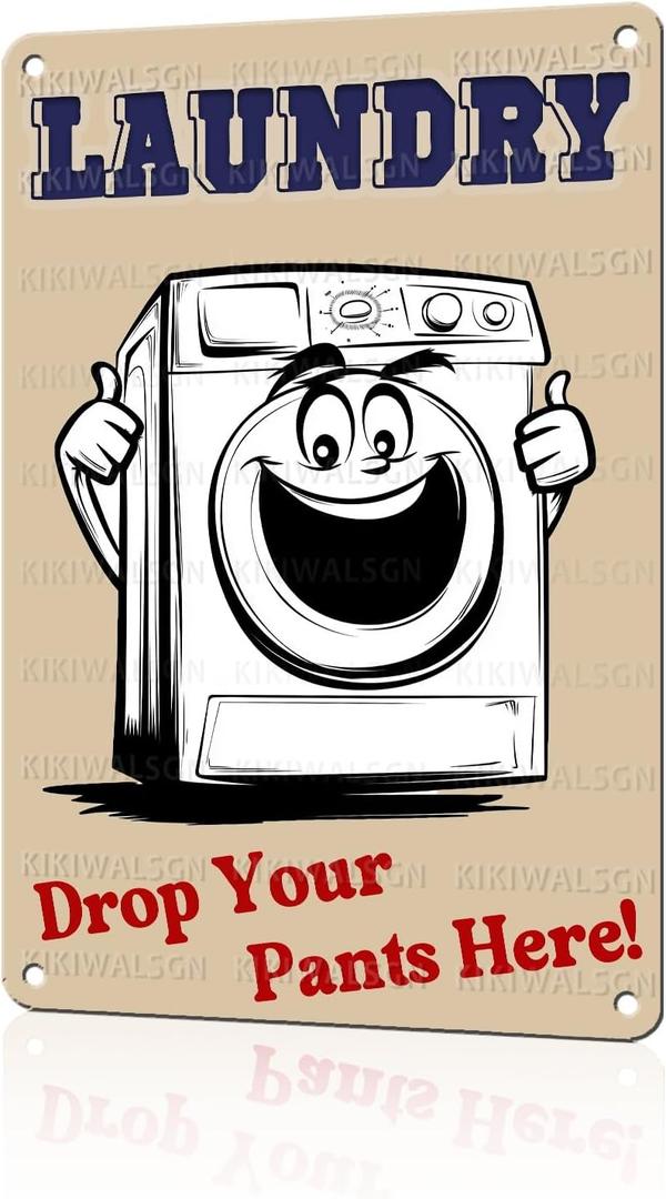 Funny Utility Room Metal Sign Laundry Drop Your Pants Here Vintage Laundry Decor Basement Wall Art Whimsical Plaque 8x12Inch, 20X30cm