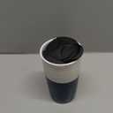 KERMANDO Ceramic Travel Mug with Lid, Blue Double Wall Coffee Mug Tumbler, Reusable Tall Cup, Splash Resistant Lid, Dishwasher Microwaveable Safe