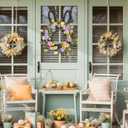 Suncalla Easter Bunny Wreaths for Front Door Artificial Spring Floral Wreath with Pastel Eggs Easter Rabbit Wreath Decoration for Home Indoor Outdoor Window Wall Holiday Party Decor