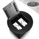 1 Pcs Recessed Floor Outlet 4. 72" x 4. 72" x 3. 94" 2-Gang with 4. 8a USB Chargers 20 Amp Floor Receptacles Round Hidden Outlet Kit Electrical Waterproof Box, Etl Listed (Black)