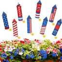 8 Pcs 4th of July Metal Firework Garden Stakes, American Flag Yard Sign, Patriotic Independence Day Memorial Day Decor for Outdoor Lawn, Yard, Garden, Walkway (Rockets)