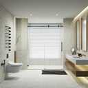 Frameless 56-60" W x 74" H Single Sliding Shower Door, Matte Black,Soft-Close, Adjustable Width, Easy Install