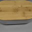 LARS NYSM Bread Box I Metal Box For Long Lasting Freshness I Bread Bin With Bamboo Lid Usable As Cutting Board I 13.8x7.7x5.3 In (Pure White )