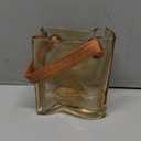 Glass Purse Vase for Flowers Amber Vases for Centerpieces Glass Bag Vase with Leather Handle Small Bag Vases for Decor Decorative Fish Bowl for Home Wedding Decor