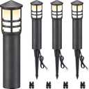 SUNVIE 4-Pack Low Voltage Pathway Lights 3W 3000K 12-24V LED Landscape Bollard Path Lights with Connectors CRI 90+ Aluminum Outdoor Landscape Lighting for Walkway Yard Garden, ETL Listed Cord