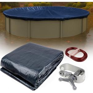 Winter Block 33 ft. Premium Round Pool Winter Cover for Above Ground Pools, Cold and UV Resistant, Weatherproof and Durable, Winch & Cable Included
