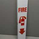 Accuform PSP717 Projection Sign 90D, "FIRE (Extinguisher)", 24" x 4" Panel, 0.10" Thick High-Impact Plastic, Pre-Drilled Mounting Holes, White on Red