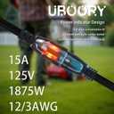 Outdoor Extension Cord Waterproof 100 FT, Black 12/3 SJTW Heavy Duty, Flexible 100% Copper 3 Prong Extension Cord for Lawn, Garage,UL Listed