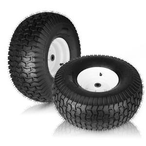 16x6.50-8 Lawn Mower Tires with Rim, Natural Rubber Turf Tire for L120 G100 G110, 145 190C Tractor, LA130 LA140 LA150 X140 X166 E170 | 3"Offset | Bore ID 3/4" | 4 Ply Tubeless 2PCS