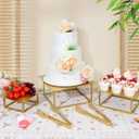 3 Pcs Square Gold Cake Stand Set, 8" 10" 12" Elegant Wedding Cake Stands & Dessert Table Display - Perfect for Birthday, Wedding Reception & Party Decor - Includes 2 Gold Tongs (Metal)