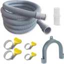 10ft Washing Machine Drain Hose Extension Kit - Universal for Washer, Dishwasher & Dehumidifier, 7-Piece Set with U-Bracket, 4 Clamps & Adapter