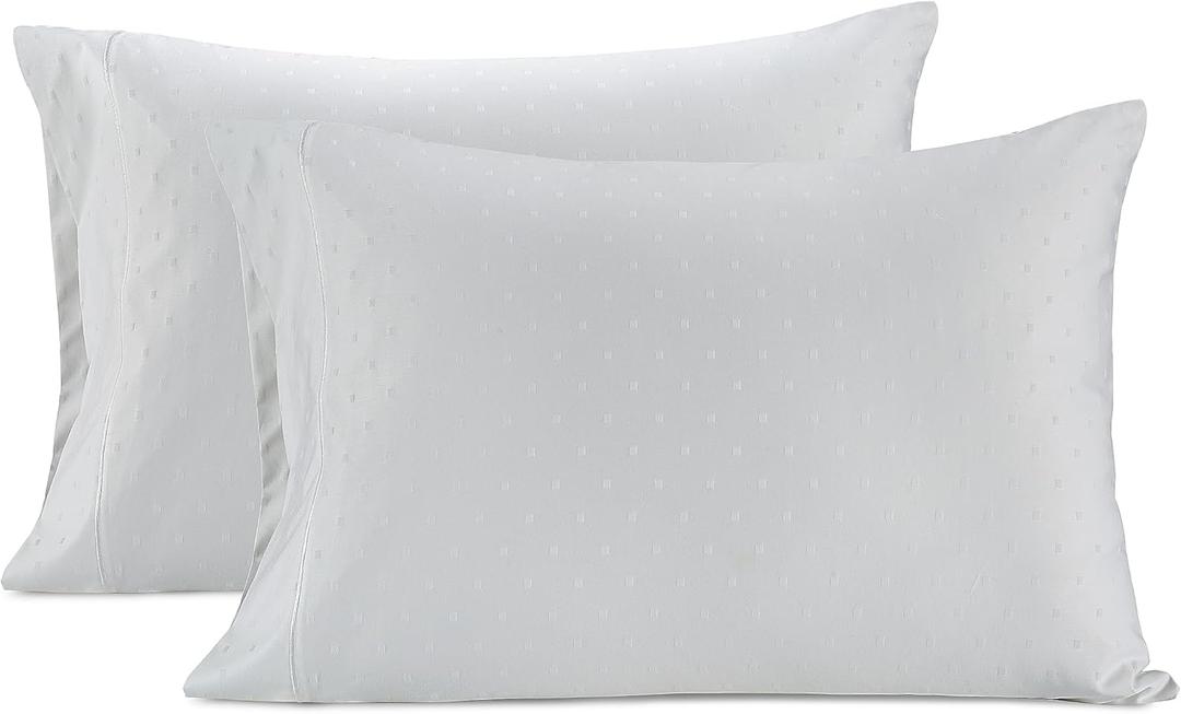 LANE LINEN Pillow Case Covers King, Set of 2, 100% Egyptian Cotton Sateen, Soft Cool & Smooth 1000 Thread Count Pillow Cases - Swiss Dot - White