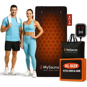MySauna XL Infrared Sauna Blanket | Fits Him & Her | Fast Sweat, Sauna Bag Reaches 176F | At-Home Sauna Blanket for Detox & Relaxation | Size 6.2 x 3 ft | Includes Carry Bag & Upgraded Control Panel