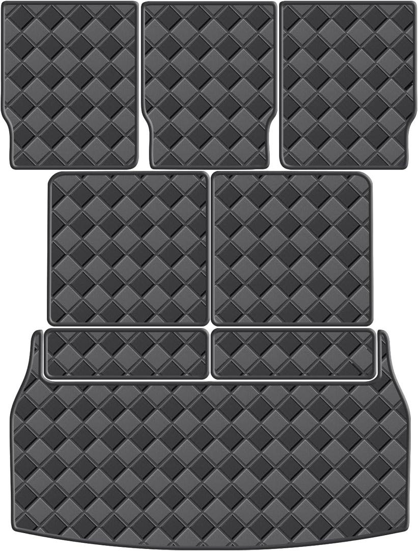 Cargo Mat for 2020-2024 2025 2026 Lincoln Aviator 7 Seats Trunk Mat & 2ND+3RD Row Rear Backrest Mat, All Weather Rear Cargo Liner Back Seat Cover Protector
