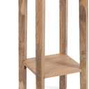 Kate and Laurel Talcott Modern Square Wood Drink Table; 12 x 12 x 28; Natural Wood; Transitional Decorative Two-Tier Pedestal Table for Use as Plant Stand Indoors or Living Room Accent Table