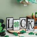 Valentine's Day Décor 4 PCS Reversible St. Patrick's Day Wood Signs Tiered Tray Mantle Shelf Décor for Valentine Farmhouse Heart Shamrocks Wood Blocks