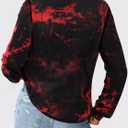 Remidoo Women's Tie Dye Long Sleeve T Shirt Graphic Tees Crewneck Oversized T-shirts Red Small (Red)