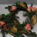 Briful 5FT Christmas Magnolia Flower Garland with Pine Cones Berries Artificial Silk Floral Vine Faux Flower Garland for Xmas Backdrop Table Wall Wedding Party Home Decor