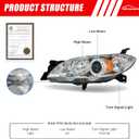 Headlight Assembly Pair for 2004-2009 Mazda 3 4DR Sedan Projector Chrome Housing Amber Reflector Left Right W/O Bulbs (Not Fit HID/Hatchback)