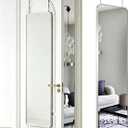 DMWOODFL 48"x14" Rounded Rectangle Over The Door Mirror - Full Length Tempered Glass & Aluminum Frame, No Drill Installation for Bedroom, Bathroom, Closet, Entryway (Silver White)