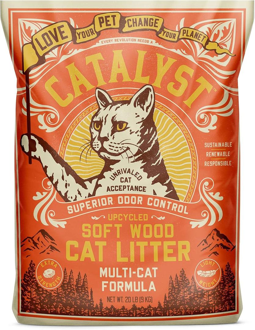 Catalyst Upcycled Soft Wood Cat Litter Cat Formula (20 lb, Multi-Cat)