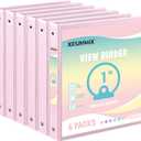 1-inch 2-inch 3-Ring Binder with Pockets, Basic Binders 1''2'' Color Binders, Holds Letter Size 8.5'' x 11'',200/450 Sheet Capacity, Bundle 6 Pack for Back to School (1'' Pink - 6 Packs)