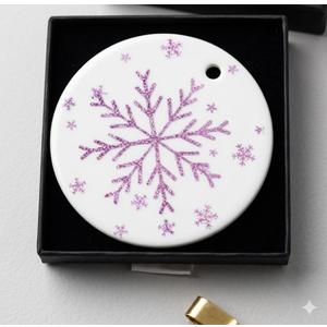 DIENADFX Purple Snowflake Christmas Ceramic Ornaments, Girly Snow Christmas Tree Decorations Ornaments, Coquette Snowflake Christmas Hanging Decor, Girly Christmas Xmas Gifts for Women Teen Girls Kids