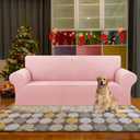 KEKUOU Stretch Sofa Cover Slipcover Couch Covers for 3 Cushion Couch Sofa pet Friendly (78"-94") Furniture Protector Sofa with Elastic Bottom for Kids,Dog, Jacquard Small Checked(Large,Dusty Pink)