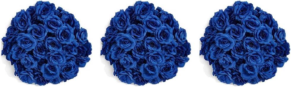 Silk Rose Flower Heads, Set of Two for Hat Clothes Album Decoration, Wedding Decoration (Dark Blue)